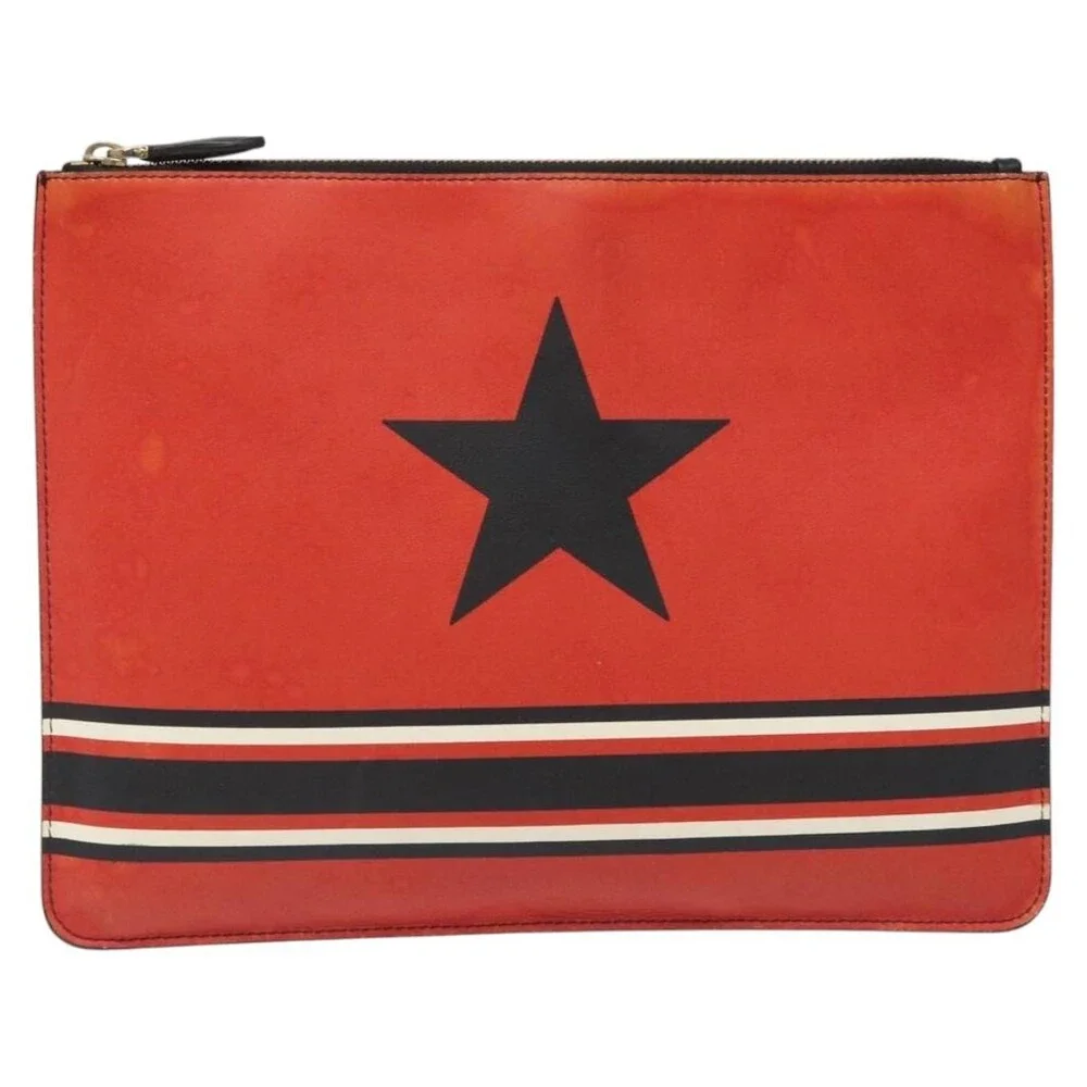Givenchy Leather Star Clutch Bag Red
